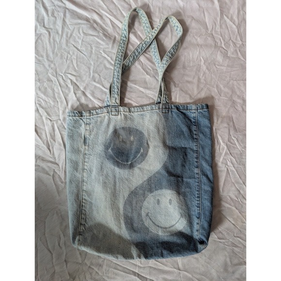 American Eagle Outfitters Handbags - American Eagle Outfitters Denim Smiley Yin Yang Tote Bag